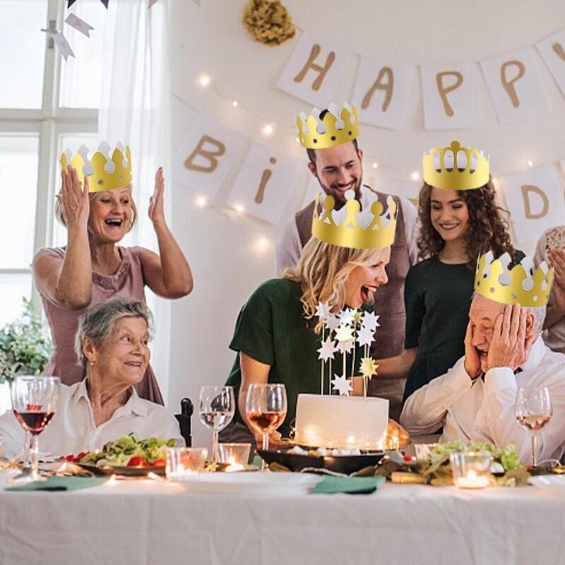 Arany Fólia Korona 20 DB Állítható Arany Party Korona Papír Király Kalapok Arany Fólia Papír Party Korona Kalap 4 Stílusok Születésnapra