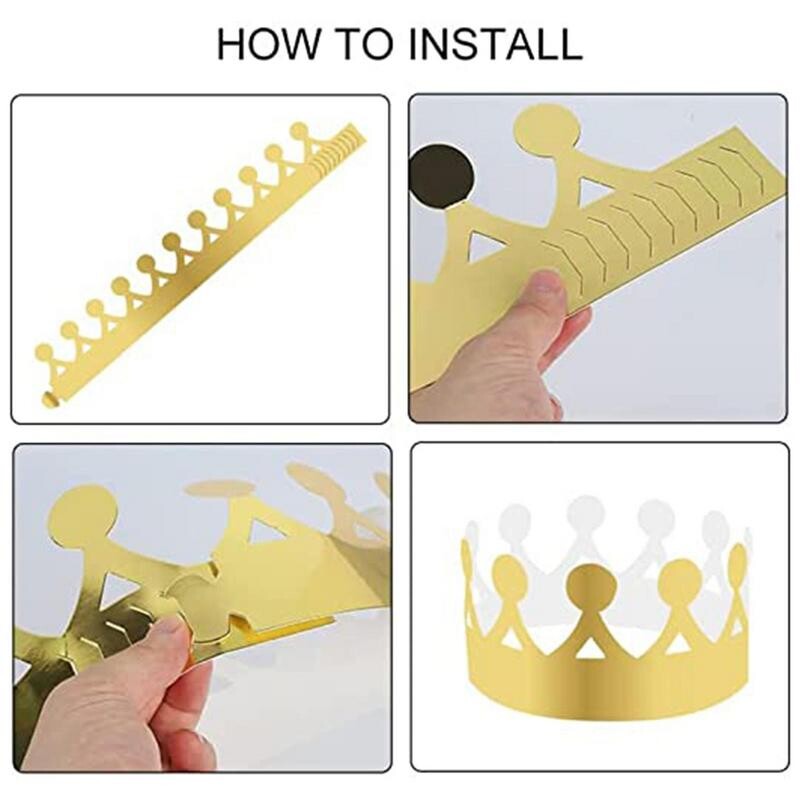 Arany Fólia Korona 20 DB Állítható Arany Party Korona Papír Király Kalapok Arany Fólia Papír Party Korona Kalap 4 Stílusok Születésnapra