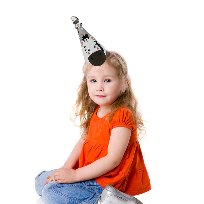 6db dzsungel állati papír sapka gyerekeknek születésnapi parti dekoráció babazuhany Wild One Safari tematikus party sapkák PhotoBooth kellékek