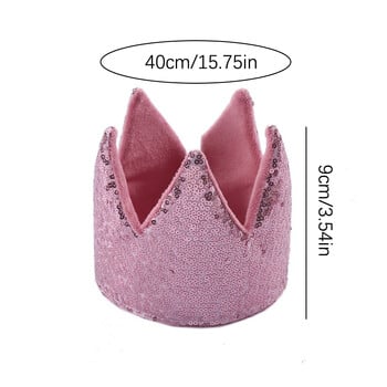 Baby Shower Girl Glitter Pink Crown Birthday Party Шапки Сценично представление Лента за глава Star Fairy Stick Princess Cosplay Prop