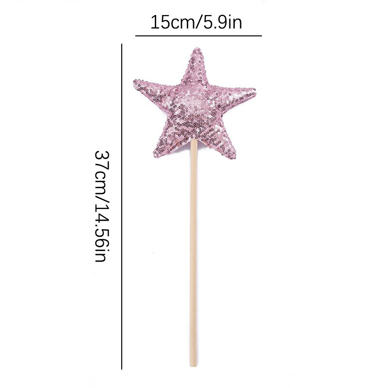 Baby Shower lány csillogó rózsaszín korona születésnapi buli fejfedő színpadi előadás fejpánt Star Fairy Stick hercegnő Cosplay kellék