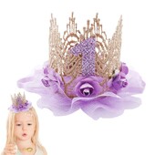 1vnt 1 Gimtadienio kepuraitė Gėlių karūna 1-ojo gimtadienio kepurė Naujagimio gimtadienio galvos juostelė 1 metų gimtadienio vakarėlio papuošimai