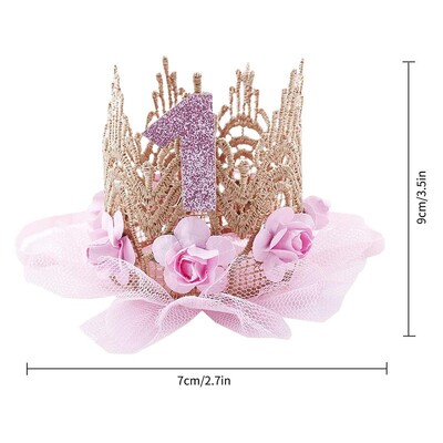 1vnt 1 Gimtadienio kepuraitė Gėlių karūna 1-ojo gimtadienio kepurė Naujagimio gimtadienio galvos juostelė 1 metų gimtadienio vakarėlio papuošimai