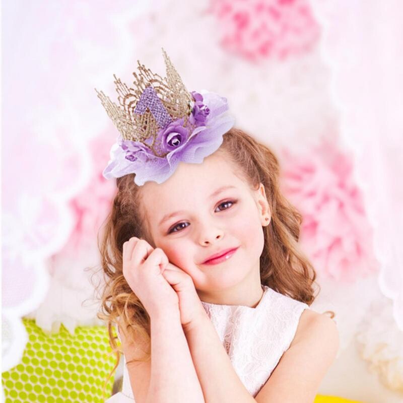 1vnt 1 Gimtadienio kepuraitė Gėlių karūna 1-ojo gimtadienio kepurė Naujagimio gimtadienio galvos juostelė 1 metų gimtadienio vakarėlio papuošimai