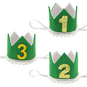 1 vnt 1 2 3 metų gimtadienio karūna galvos juosta vaikams 1-ojo gimtadienio kepurė Baby Shower Jubiliejaus džiunglių vakarėlio dekoravimo reikmenys