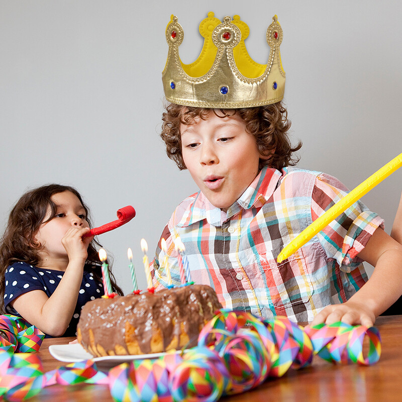 Aranykoronás születésnapi kalapok drágakővel, finom, állítható díszítéssel Lányok királynő fiú király gyerekek baba zuhany kellékek fotó kellékek