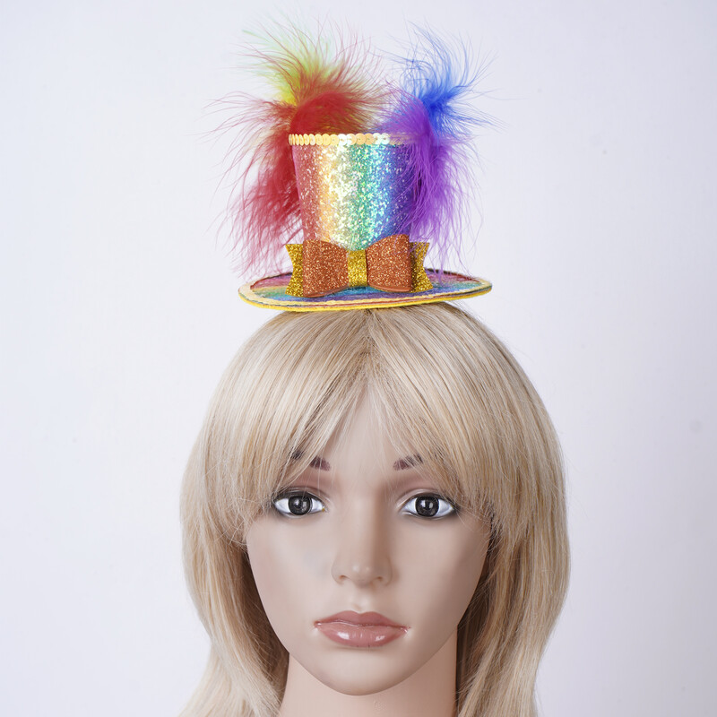 Lady Mini cilindersapka toll csillogó flitterekkel masni dekorációval elbűvölő fejpánt koktél teapartihoz sapka toll Fedoras kalap