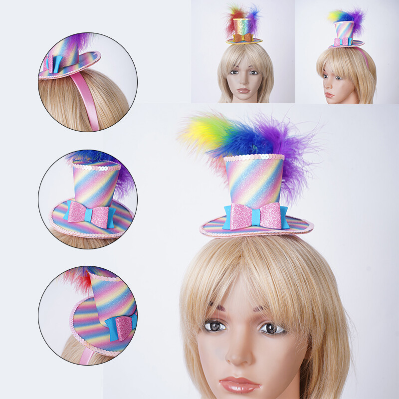 Lady Mini cilindersapka toll csillogó flitterekkel masni dekorációval elbűvölő fejpánt koktél teapartihoz sapka toll Fedoras kalap