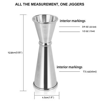 1 БР. Джигер в японски стил Двоен коктейл Джигер от неръждаема стомана 1oz / 2oz