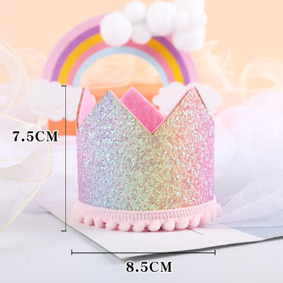 Zsákvászon korona babazuhany 1. születésnapi parti fejdíszek Sellő filc korona sapka fiú lány 1-6 éves vászon fejpánt kiegészítők