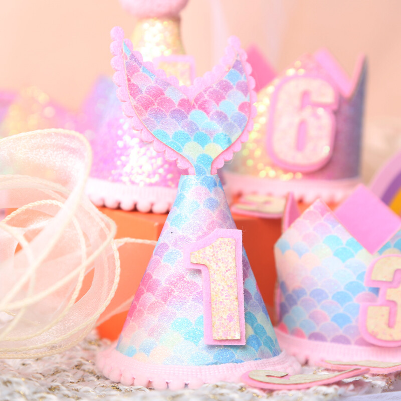 Zsákvászon korona babazuhany 1. születésnapi parti fejdíszek Sellő filc korona sapka fiú lány 1-6 éves vászon fejpánt kiegészítők