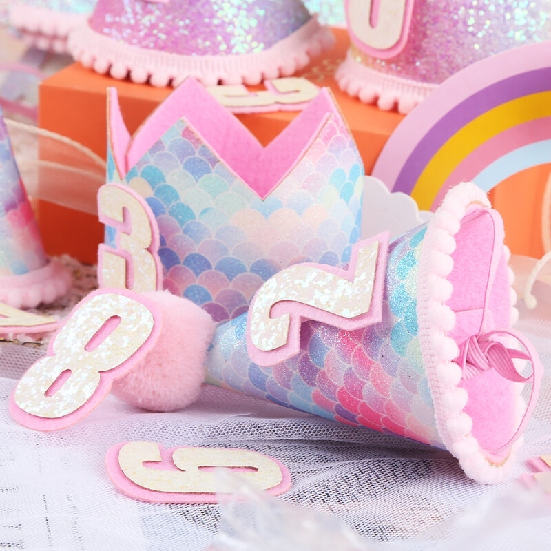 Zsákvászon korona babazuhany 1. születésnapi parti fejdíszek Sellő filc korona sapka fiú lány 1-6 éves vászon fejpánt kiegészítők