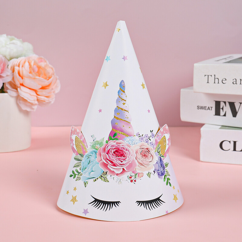 Egyszarvú papírsapkák szivárvány egyszarvú születésnapi buli dekoráció lányoknak 1. születésnapi parti kellékek Babazuhany Kids Favors Kalap