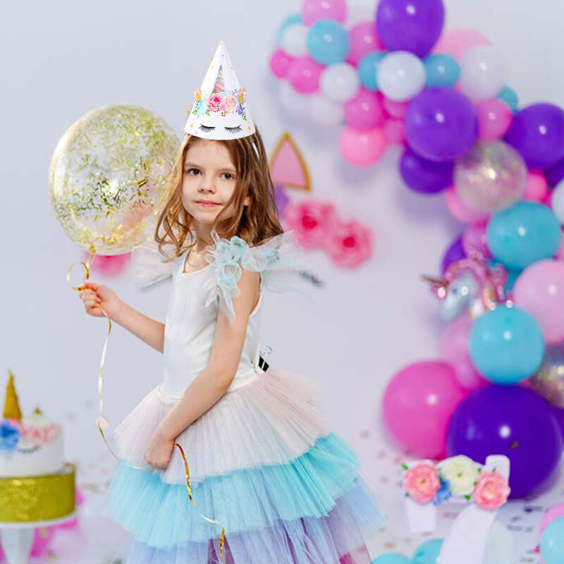 Egyszarvú papírsapkák szivárvány egyszarvú születésnapi buli dekoráció lányoknak 1. születésnapi parti kellékek Babazuhany Kids Favors Kalap