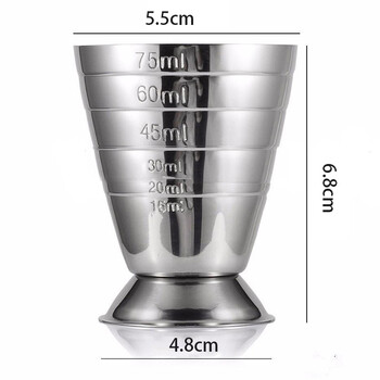 75ML Ανοξείδωτο ατσάλι Measure Cup Cocktail Tool Bar Mixed Drink Αξεσουάρ 3 σε 1 Cocktail Tools Bar Jigger Cup