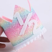 Gyermek születésnapi parti dekoráció szivárvány féléves születésnapi koronás party dekorációs sapka