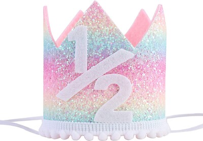 Gyermek születésnapi parti dekoráció szivárvány féléves születésnapi koronás party dekorációs sapka