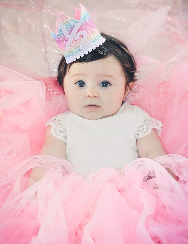 Gyermek születésnapi parti dekoráció szivárvány féléves születésnapi koronás party dekorációs sapka