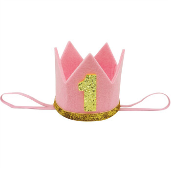 1Pcs Number One 1 2 3 Year Birthday Party Crown Headband Caps Girl 1st Birthday Party Photo Props First Anniversary Supplies