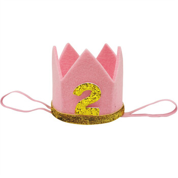 1Pcs Number One 1 2 3 Year Birthday Party Crown Headband Caps Girl 1st Birthday Party Photo Props First Anniversary Supplies