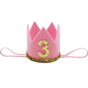 1Pcs Number One 1 2 3 Year Birthday Party Crown Headband Caps Girl 1st Birthday Party Photo Props First Anniversary Supplies