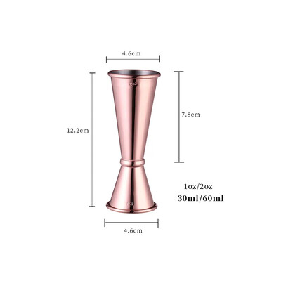 15/30 ml arba 30/60 ml dvigubo šrato nerūdijančio plieno matavimo puodelis kokteilių plaktuvas gėrimų spiritinis matavimo prietaisas, virtuvės baras, stalo įrankiai
