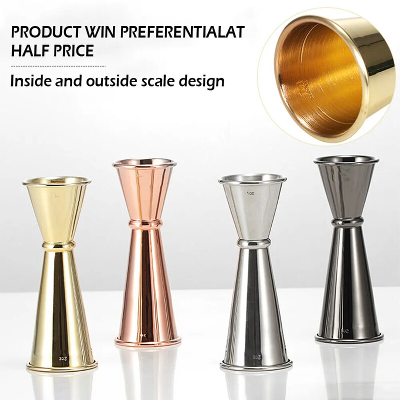 15/30 ml arba 30/60 ml dvigubo šrato nerūdijančio plieno matavimo puodelis kokteilių plaktuvas gėrimų spiritinis matavimo prietaisas, virtuvės baras, stalo įrankiai