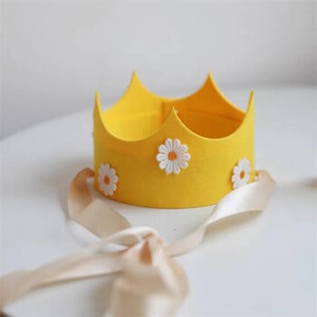 INS Kids Daisy Birthday Party Crown Yellow Pink Flower Hat Theme Sunflower Headwear Birthday Party Photo Props Supplies