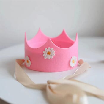 INS Kids Daisy Birthday Party Crown Yellow Pink Flower Hat Theme Sunflower Headwear Birthday Party Photo Props Supplies