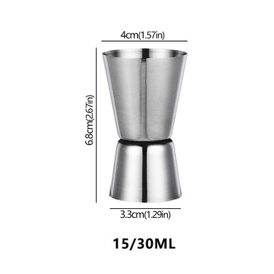 Nerūdijančio plieno kokteilių matavimo pistoletas dvigubas purtyklės puodelis, gėrimas, gėrimas, matuoklis, virtuvės prietaisai, baro priedai