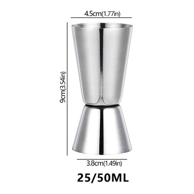 Nerūdijančio plieno kokteilių matavimo pistoletas dvigubas purtyklės puodelis, gėrimas, gėrimas, matuoklis, virtuvės prietaisai, baro priedai