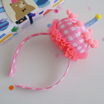 Karūnos torto kepuraitės vaikams Rožinė ir mėlyna Happy Birthday Cake galvos apdangalas puošniai apsirengti Dovana vaikams mergaičių gimtadienio vakarėliui Baby Shower