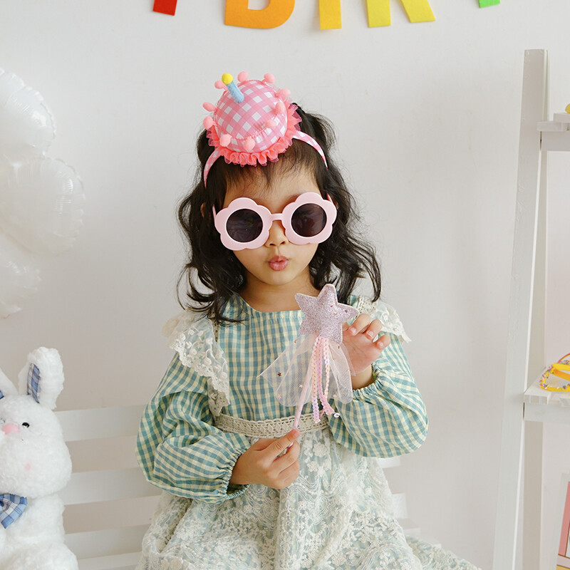 Karūnos torto kepuraitės vaikams Rožinė ir mėlyna Happy Birthday Cake galvos apdangalas puošniai apsirengti Dovana vaikams mergaičių gimtadienio vakarėliui Baby Shower