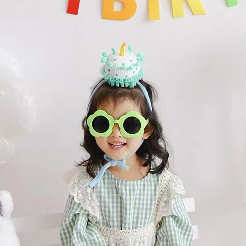 Karūnos torto kepuraitės vaikams Rožinė ir mėlyna Happy Birthday Cake galvos apdangalas puošniai apsirengti Dovana vaikams mergaičių gimtadienio vakarėliui Baby Shower