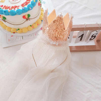 Mielos galvos juostelės vaikams Mergaitei princesei su gimtadieniu plaukų juosta su Bling verpalais Veil Skrybėlė Gėlė Vaikų vakarėlio plaukų aksesuarai