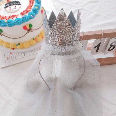 Mielos galvos juostelės vaikams Mergaitei princesei su gimtadieniu plaukų juosta su Bling verpalais Veil Skrybėlė Gėlė Vaikų vakarėlio plaukų aksesuarai