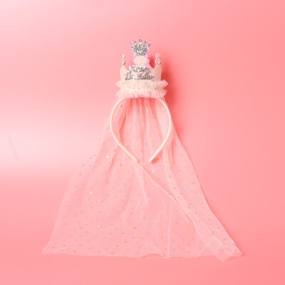 Mielos galvos juostelės vaikams Mergaitei princesei su gimtadieniu plaukų juosta su Bling verpalais Veil Skrybėlė Gėlė Vaikų vakarėlio plaukų aksesuarai