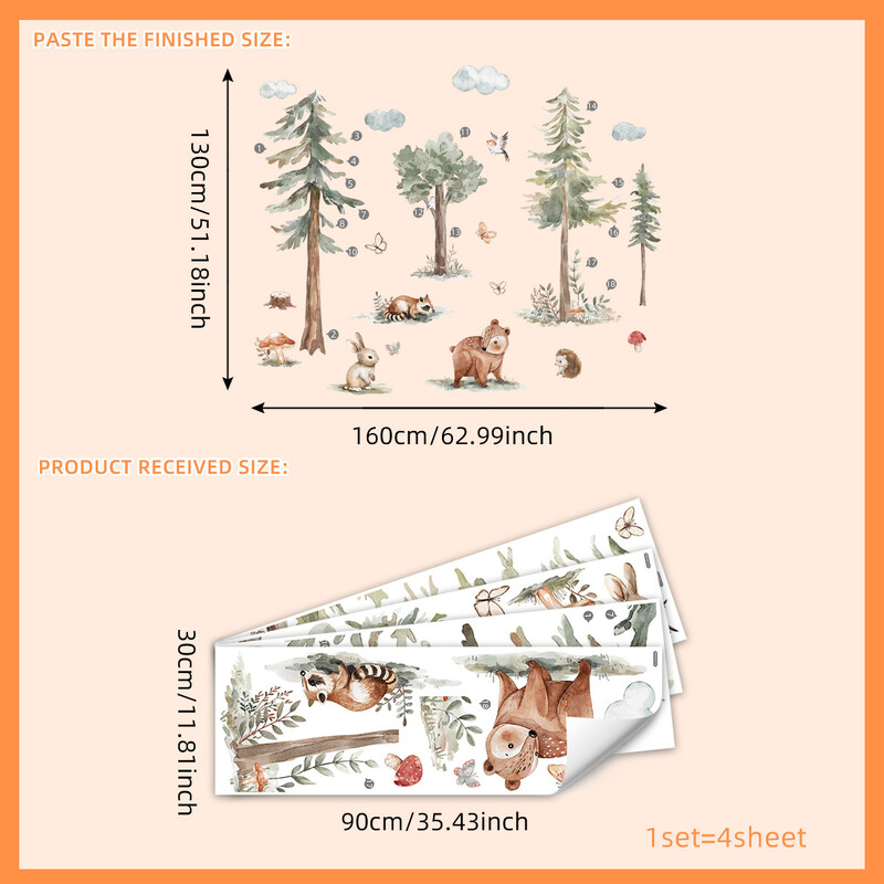 MS6430-ZY jaunas ins multfilmas mežs jauks mazs dzīvnieks sienu uzlīmes guļamistaba viesistabas dekorēšana gudrs stila fons