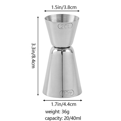 KLP 2/4cl rozsdamentes acél ezüst tükörfény mérőpohár pontos kalibrálással és könnyű hordozhatósággal