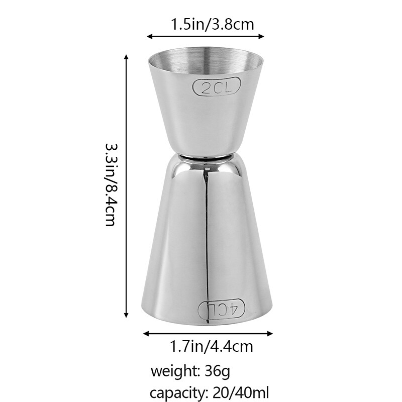 KLP 2/4cl rozsdamentes acél ezüst tükörfény mérőpohár pontos kalibrálással és könnyű hordozhatósággal