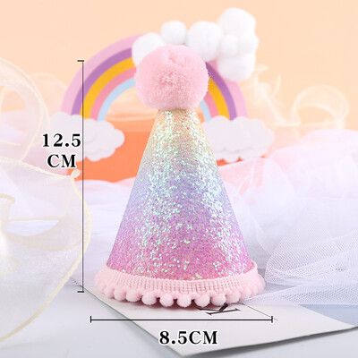 Nuo 1 iki 9 Spalvinga undinėlės gimtadienio vaivorykštė Blizganti kepurė karūnėlė po jūra Vakarėlio dekoracija Vaikiška kepurė kūdikių dušo reikmenys mergaitėms