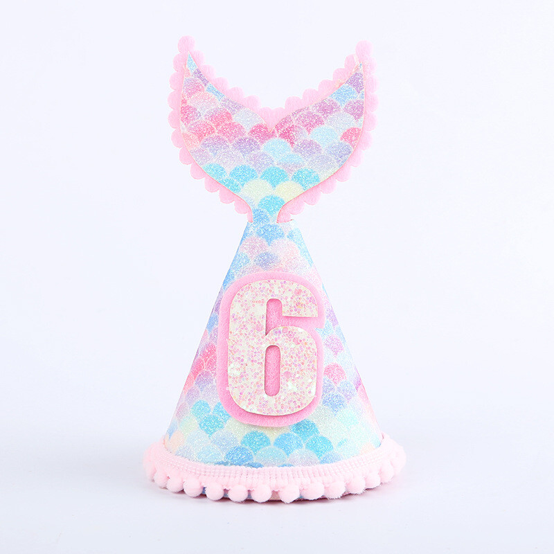 Nuo 1 iki 9 Spalvinga undinėlės gimtadienio vaivorykštė Blizganti kepurė karūnėlė po jūra Vakarėlio dekoracija Vaikiška kepurė kūdikių dušo reikmenys mergaitėms