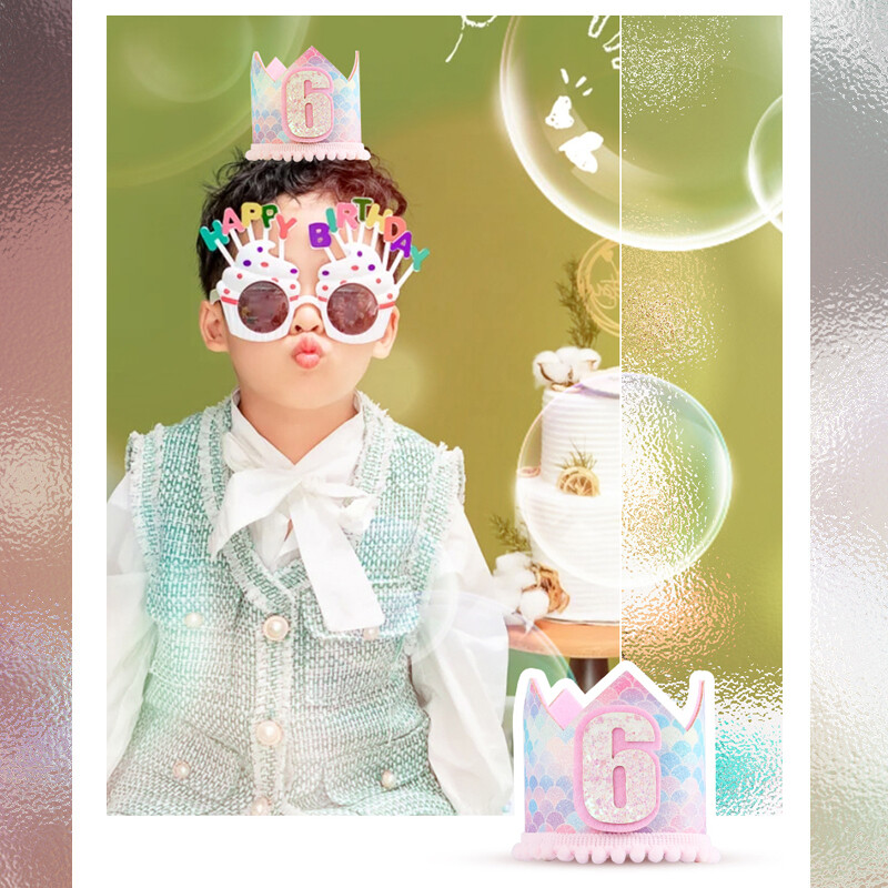 Nuo 1 iki 9 Spalvinga undinėlės gimtadienio vaivorykštė Blizganti kepurė karūnėlė po jūra Vakarėlio dekoracija Vaikiška kepurė kūdikių dušo reikmenys mergaitėms