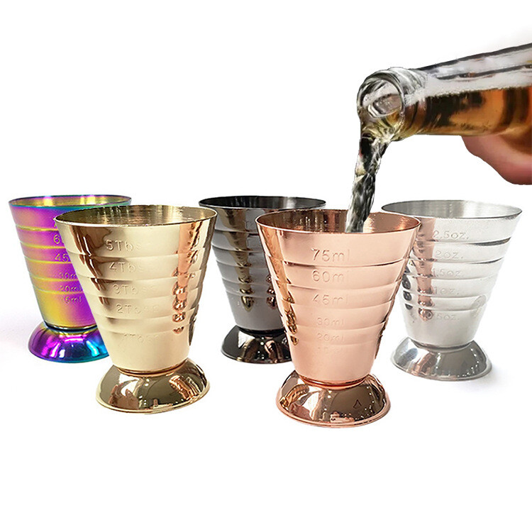 Rozsdamentes acél koktél mérőpohár 2,5 oz Bar Singer Jigger 15/30 25/50 cc Double Jigger japán stílusú mérőpohár szerszám