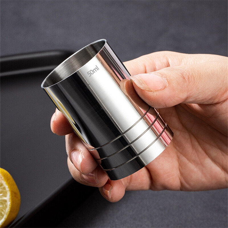 25/35/50 ml Nerūdijančio plieno matavimo puodelis Cilindrinis kokteilių uncijos Jigger vyno gėrimų matuoklis Barmeno butelių baro priedai