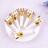 6 τεμ. Blowout Gold Stripe Dot Foil Φιλικά προς το περιβάλλον Σκουπ για πάρτι Noise Maker Γενέθλια παιδικά παιχνίδια σφυρίχτρα διακόσμησης