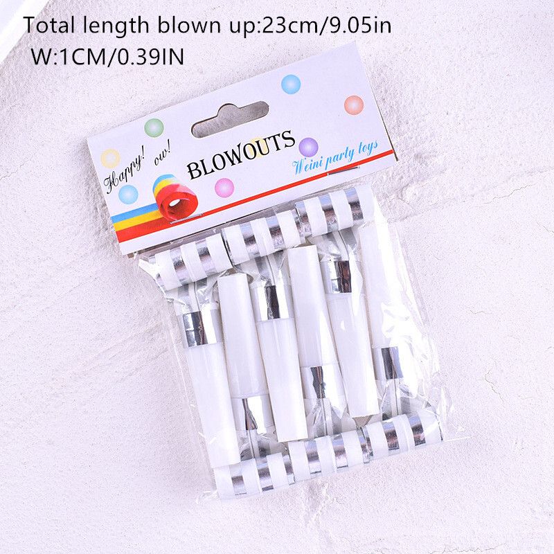 6 DB Blowout aranycsíkos pöttyös fólia környezetbarát parti kellékek Noise Maker születésnapi gyerekeknek játék síp díszítő kellékek