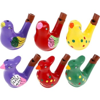 6 τμχ Κεραμικές σφυρίχτρες Funny Bird Water Whistles Noise Makers για παιδιά Μπομπονιέρες γενεθλίων Δώρα για πάρτι κόρνα τρομπέτα