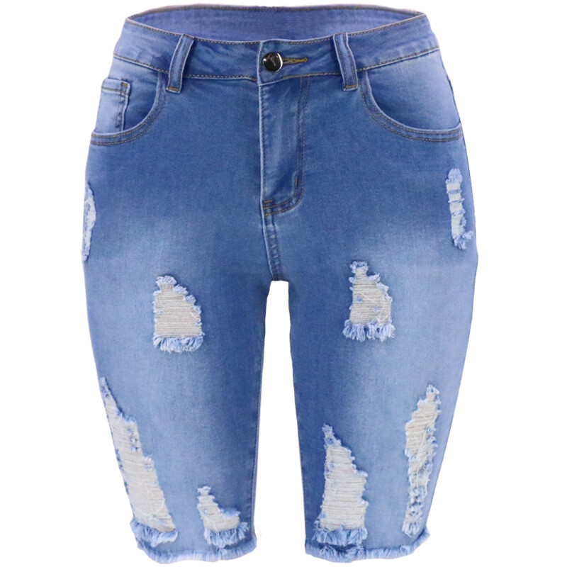 Jauna pavasara un vasaras Amazon ārējās tirdzniecības neatkarīga stacija konfekšu krāsa saplēsti liela izmēra sieviešu džinsi sievietēm 2023 jauns stils