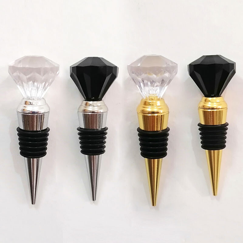 Arany/ezüst bordugó akril gyémánt alakú újrafelhasználható bordugók italtömítéshez, szivárgásmentes vörösboros palackkupak ajándékokhoz